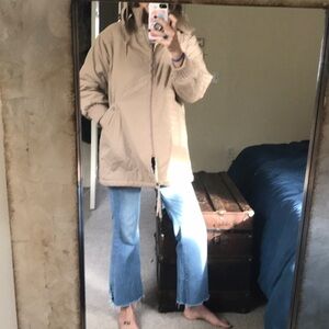 Vintage tan Sherpa lined coat w/ detachable hood